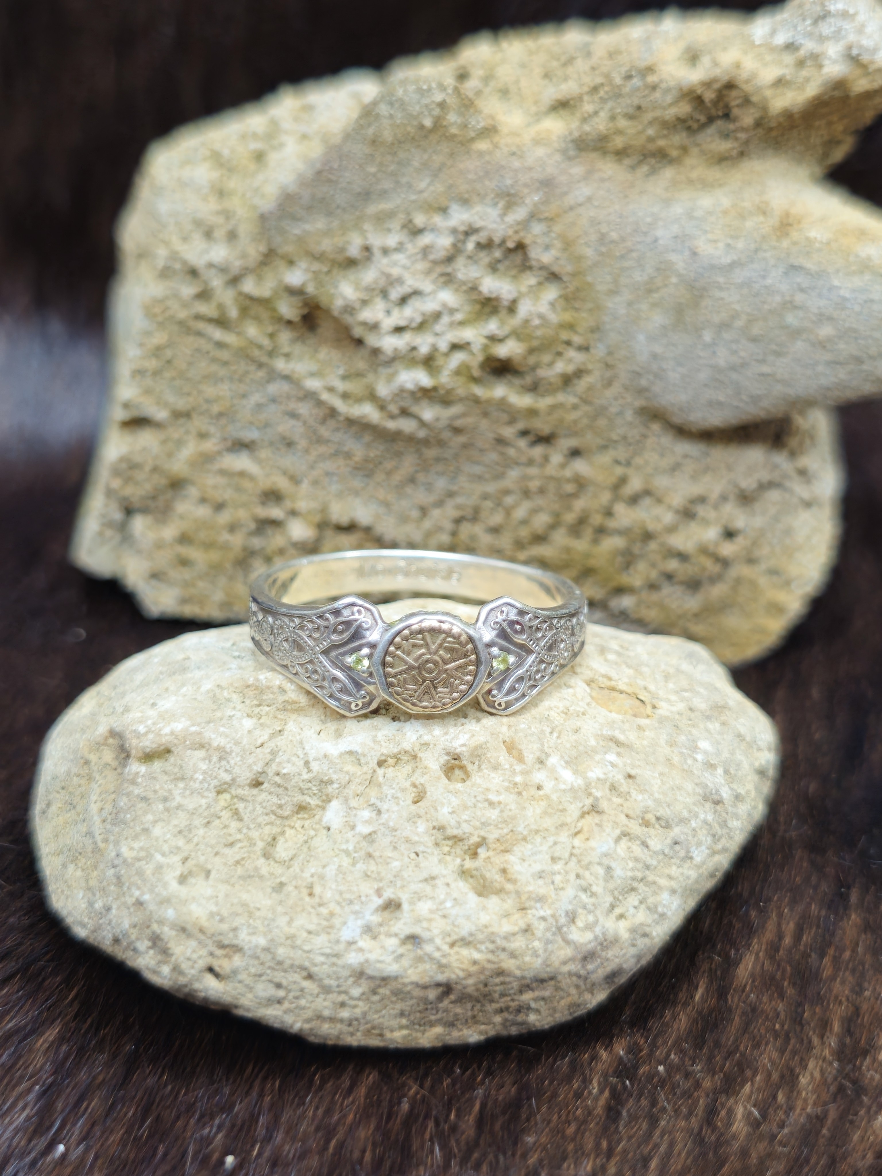 Silver  10k Glencara Celtic  Nordic Style Mens Ring Size 115